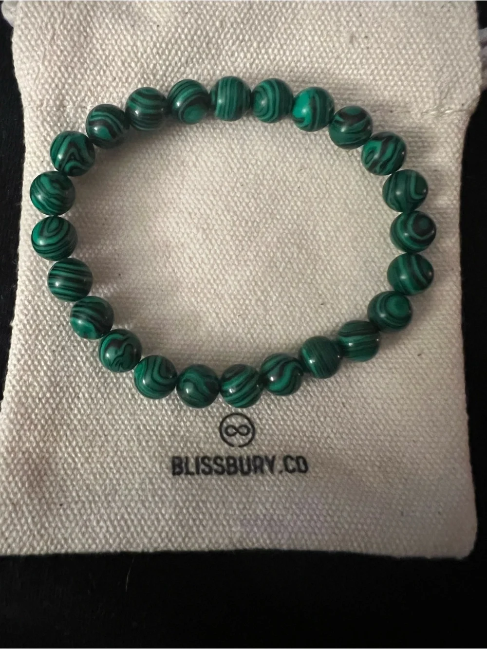 Blissbury Green Malachite-Style Beaded Stretch Bracelet